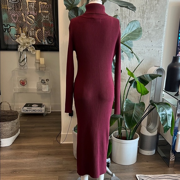 Elegant Burgundy Long Sleeve Dress - Picture 4 of 7